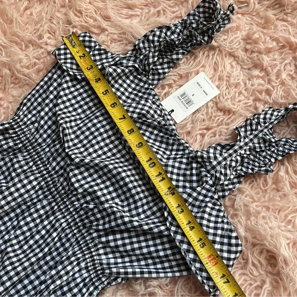 7 for all mankind Black and White Gingham Sleveless Ruffle Top - Picture 11 of 11